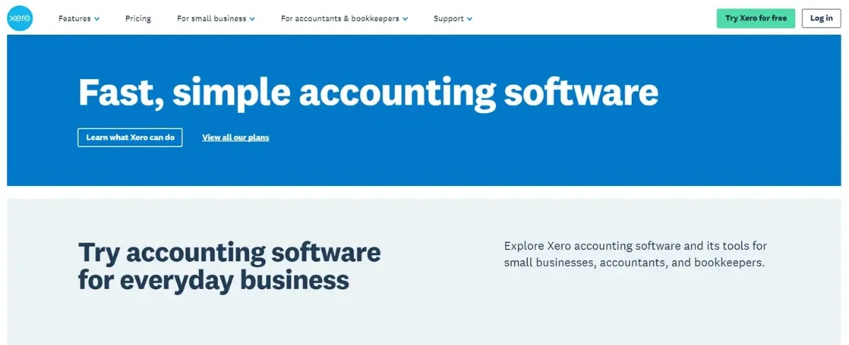 Xero Homepage