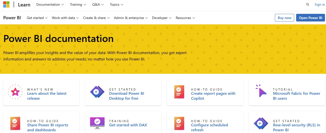 Microsoft Power BI Homepage